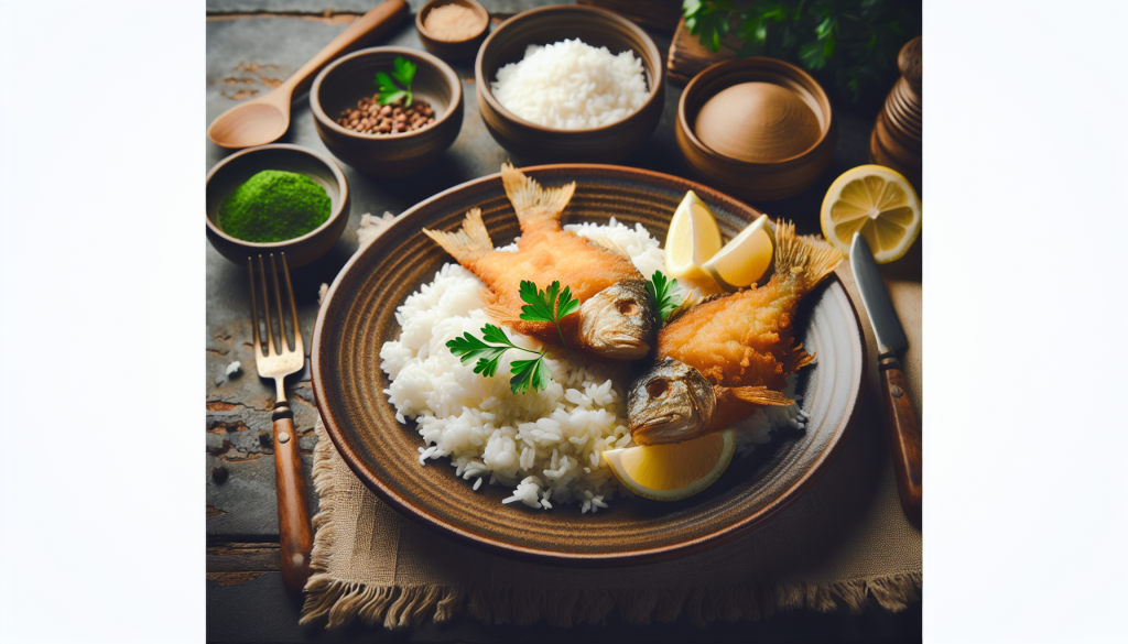 sonar con arroz y pescado frito